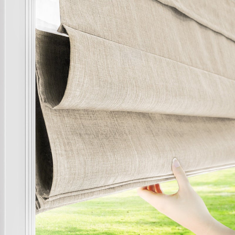 CHICOLOGY Roman Shades for Windows , Window Treatments , Roman Shades , Roman Window Shades , Room Darkening Shades , Window Shades , 23"W X 64"H , Belgian Flax (Privacy & Light Filtering) - Image 3